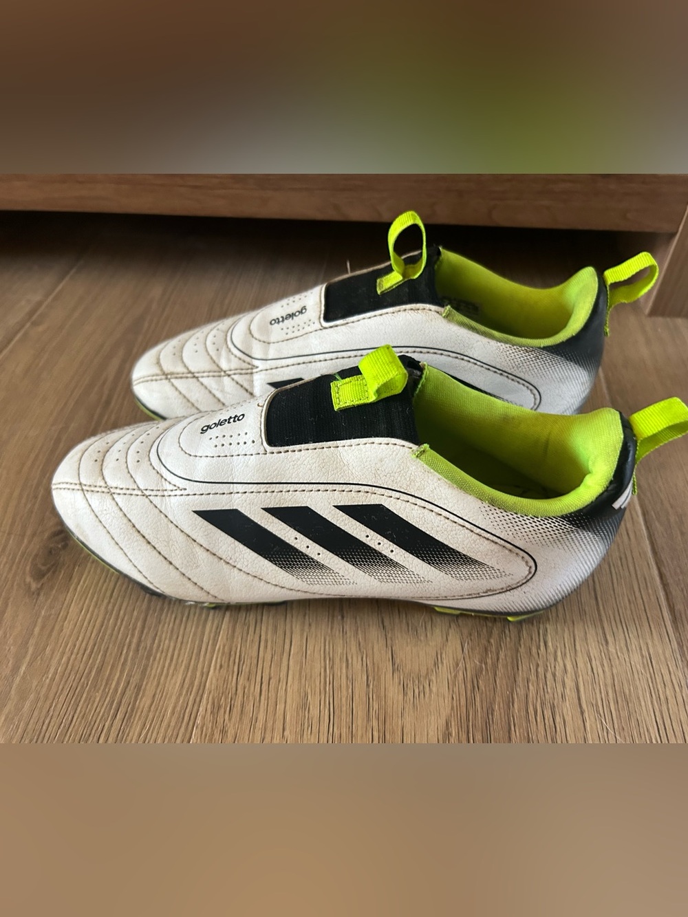 adidas White Cleats with Neon Yellow Accents